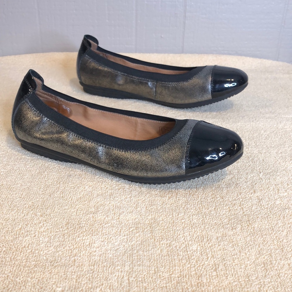 Josef Siegel Womens US8 Pippa Basalt Metallic Leather Slip On Ballet Flats Shoes - Picture 4 of 10
